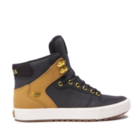 Supra Mens VAIDER COLD WEATHER Black/Tan/bone High Top Shoes | CA-79648